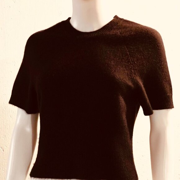 SABLYN Short Sleeve 100% Cashmere Crew Neck Sweater Top In Brown, M, EUC - Picture 2 of 6